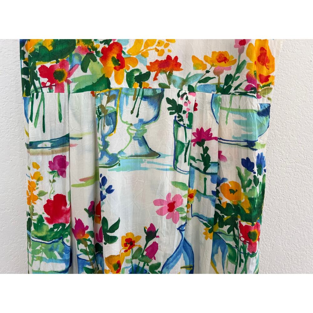 Jams World Womens Small Floral Midi Dress Beach Boho Vacation Resort Watercolor - Picture 3 of 16